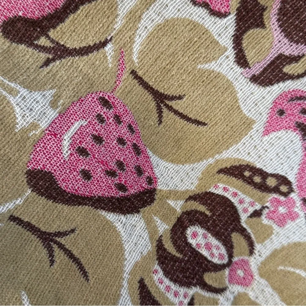 New Anthropologie Cotton Jacquard Strawberry Bird Curtain 50”x 84”Set of Two